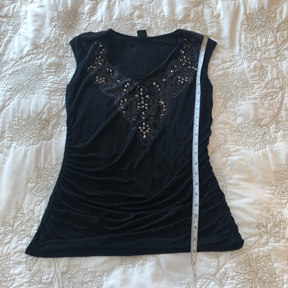 Sparkly black ruched top